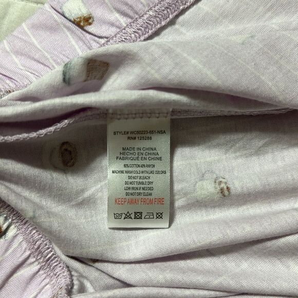 RAEβDUNN. M Lavender White CAFFEINE CLUB. V-Neck Short Sleeve Tee Pants PJ Set - Picture 13 of 13